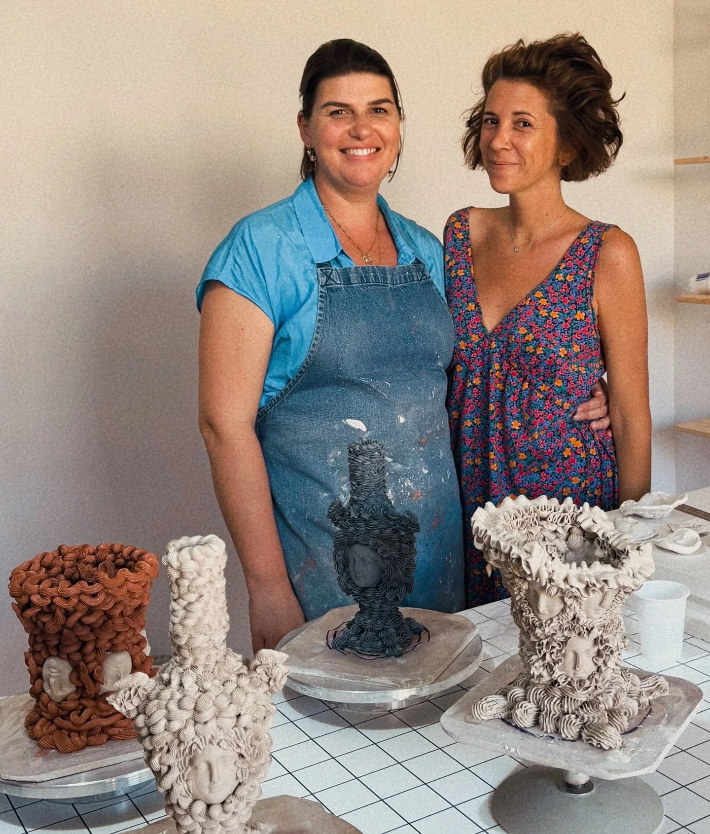 I&rsquo;ve spent this last month of my residency at @salemi.ceramics with Ebony, brilliant Australian artist. It&rsquo;s been amazing to see her in action with her unique technique&mdash;we spent days and nights creating side by side, and even starte
