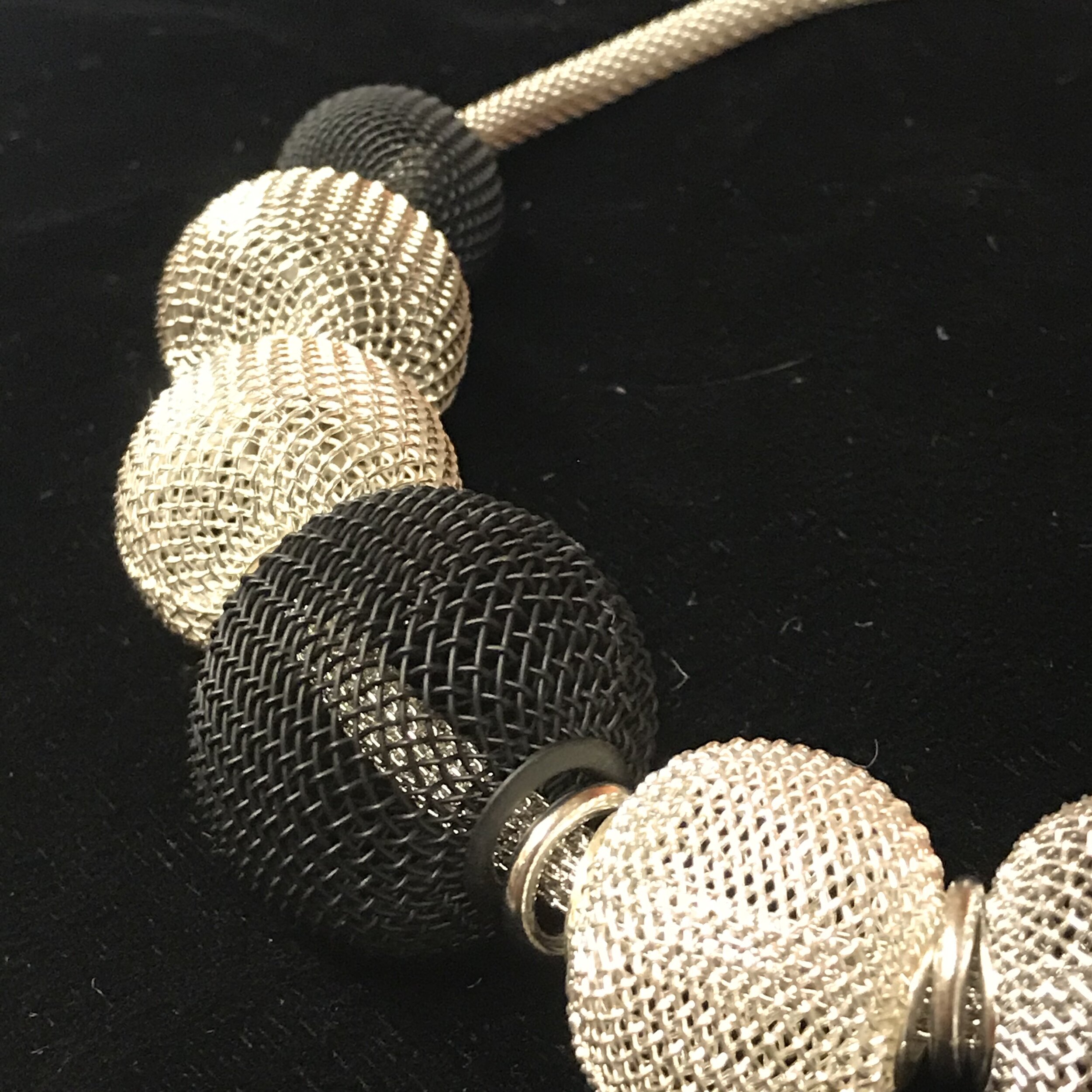 Gold Mesh Necklace with Magnetic Ball Clasp