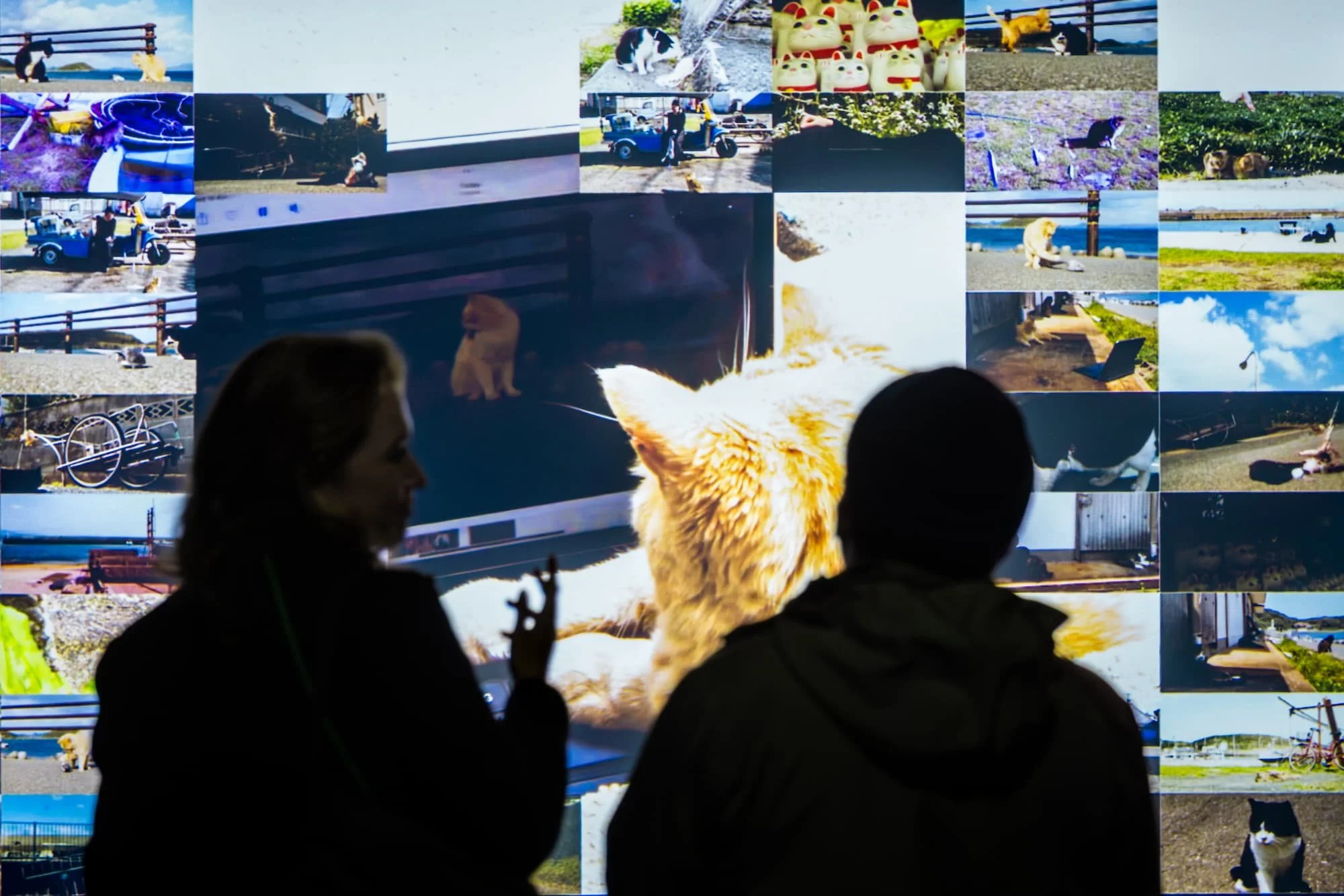two people stand in front of Cat Island by Jen Valender