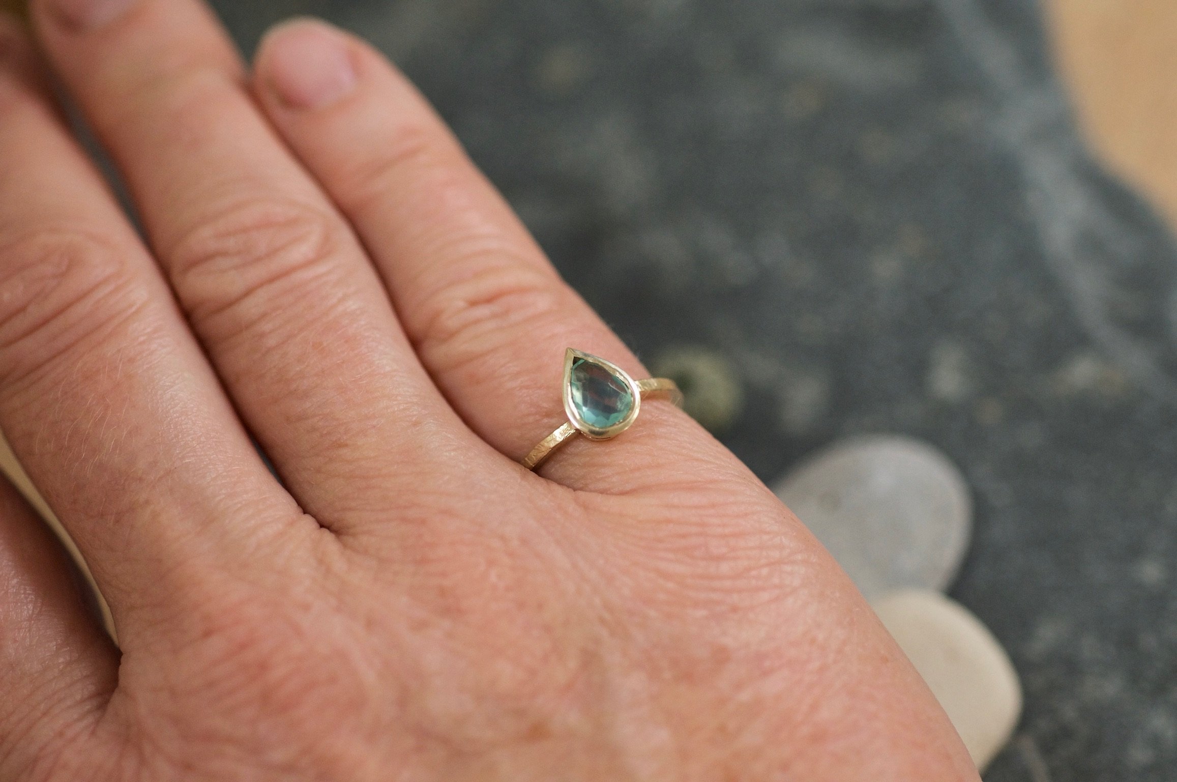 Tear drop Peruvian Blue opal ring.jpeg
