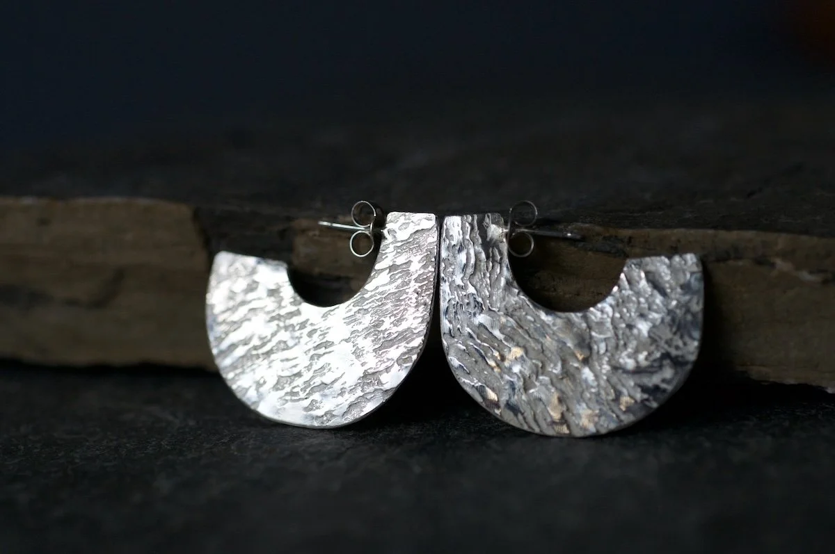 Granite silver hoops