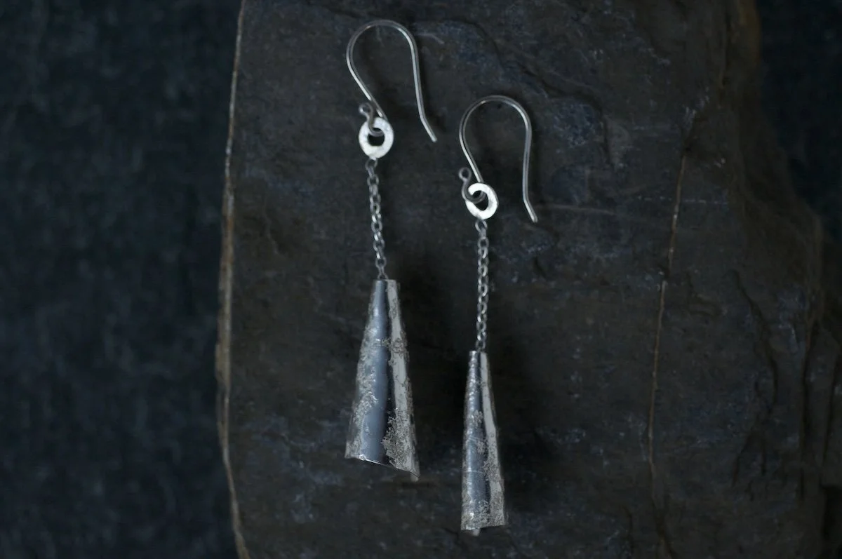 Granite silver earrings