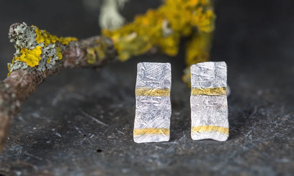 Monolith striped silver and gold studs