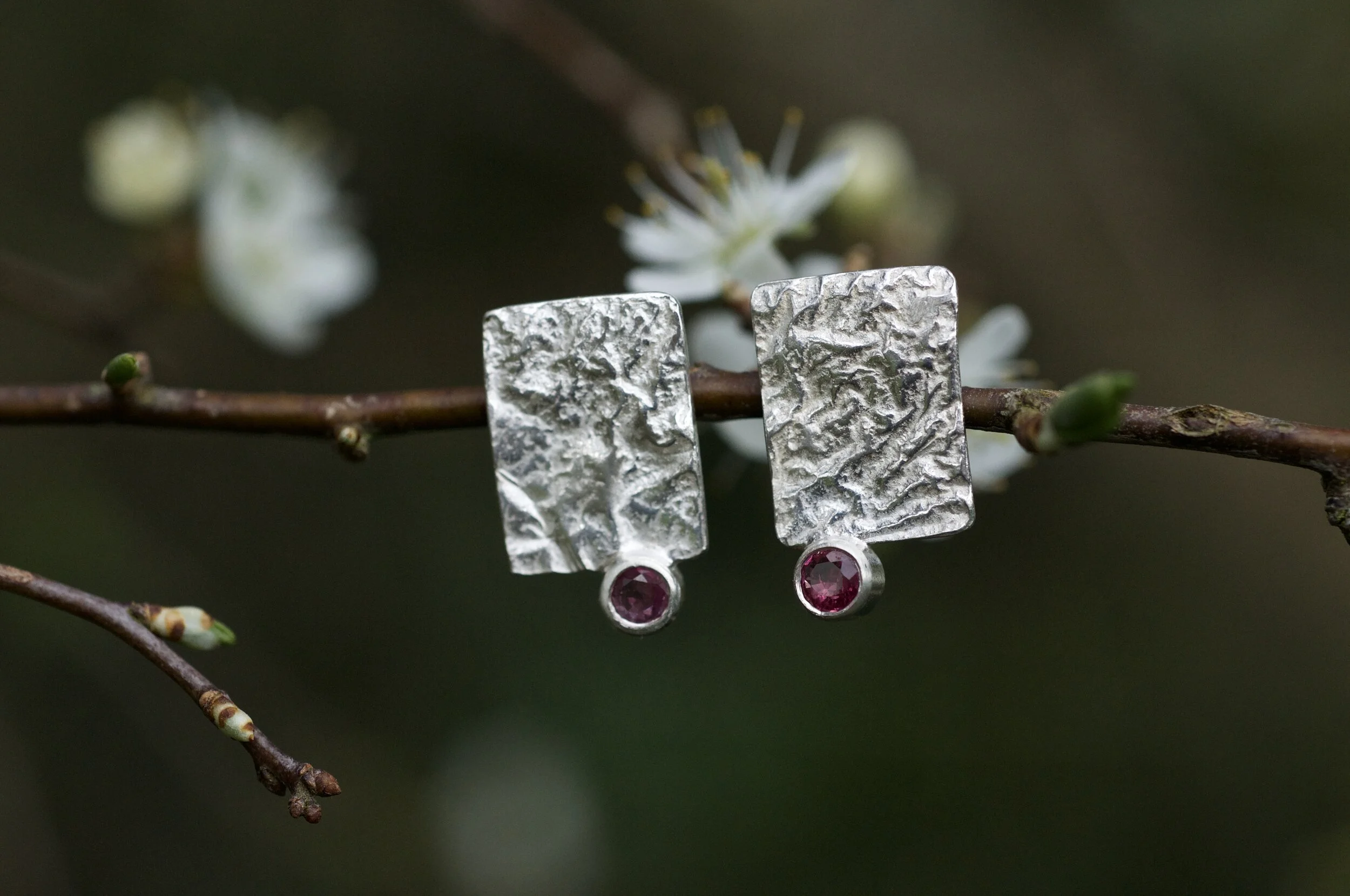 Ruby and Eco Silver earrings