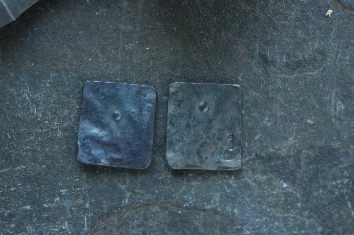 Oxidised silver and gold square studs line back.jpg