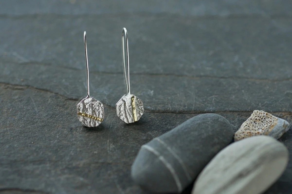HEXAGONAL GOLD SEAM EARRINGS