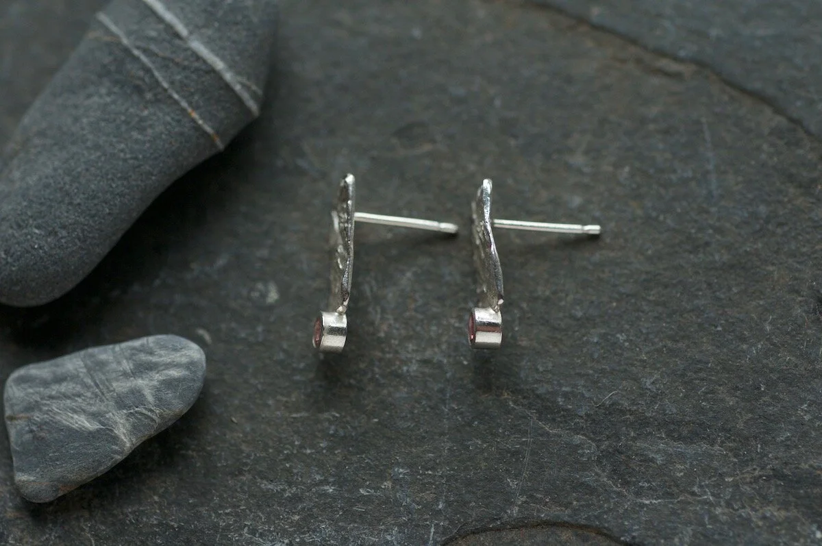 pink tourmaline and textured silver studs side view.jpg