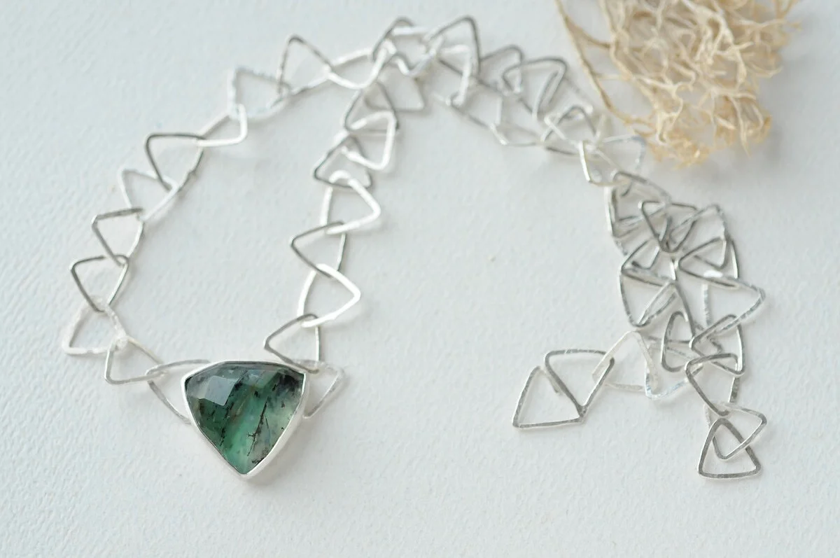 Peruvian Blue Opal and recycled silver necklace