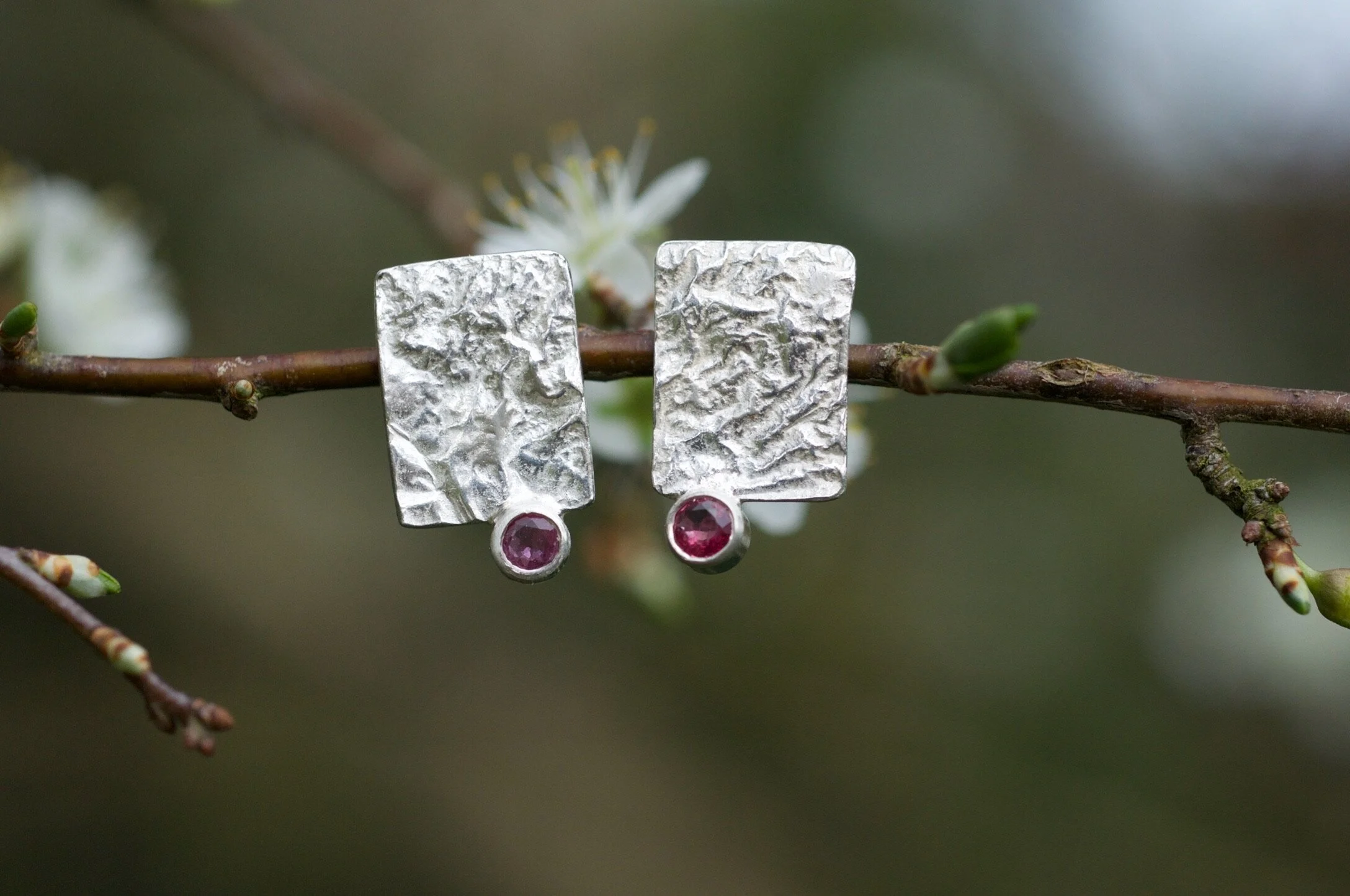 MONOLITH SILVER AND TOURMALINE STUDS