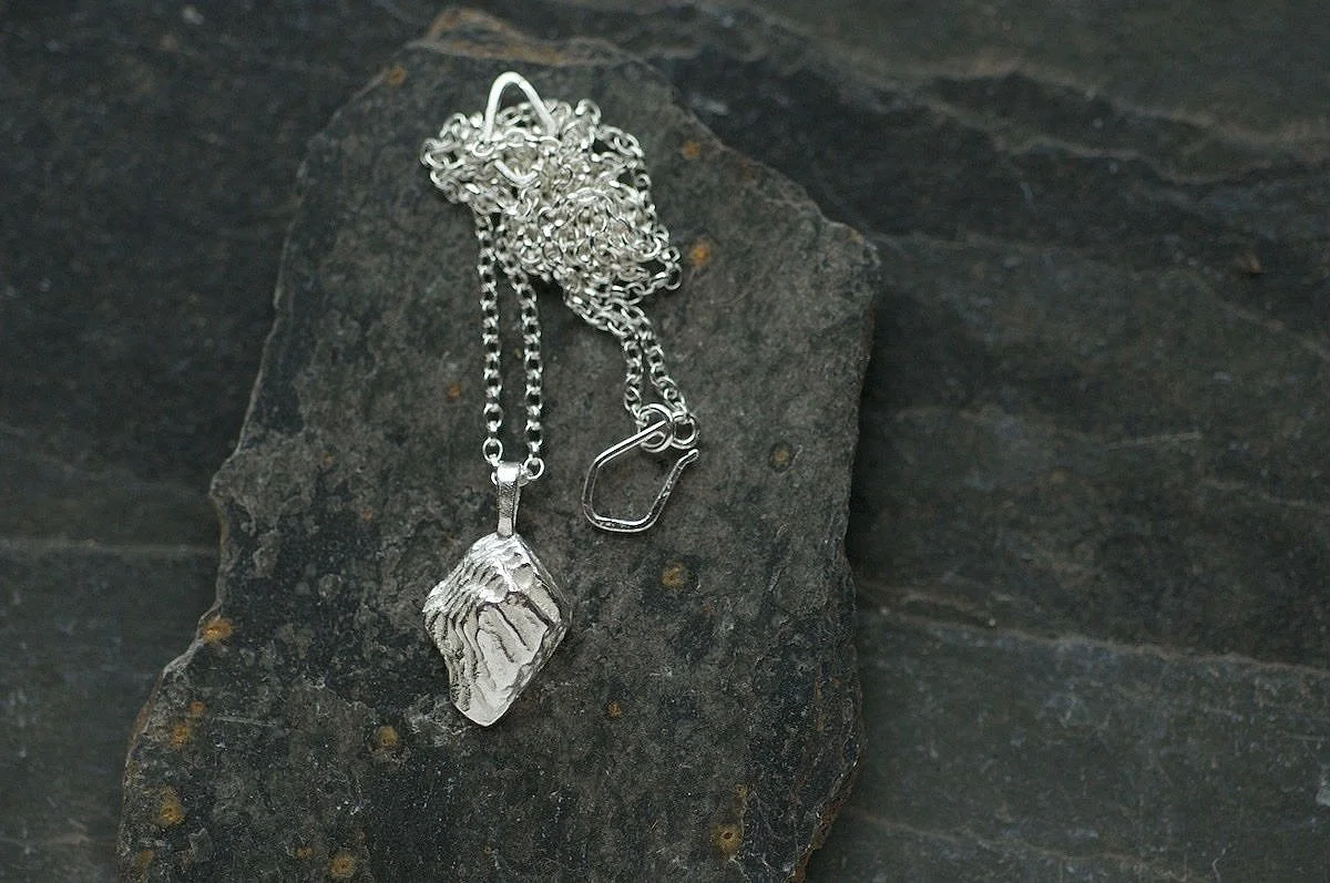 Topography silver pendant necklace