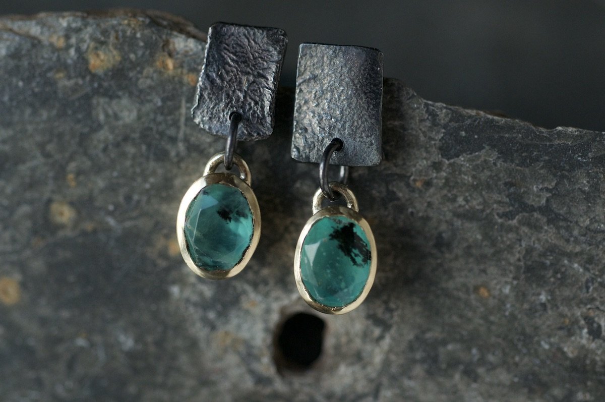 Contemporary Paraiba Andean opal earrings