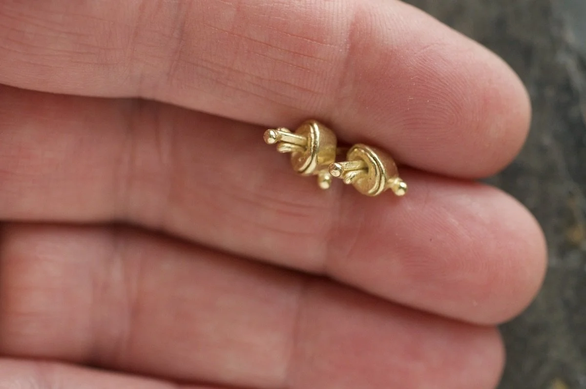 lichen inspired gold studs