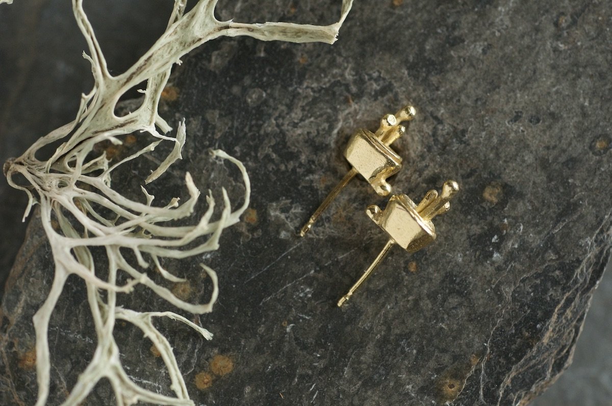 Mini lichen gold vermeil studs with lichen.jpeg