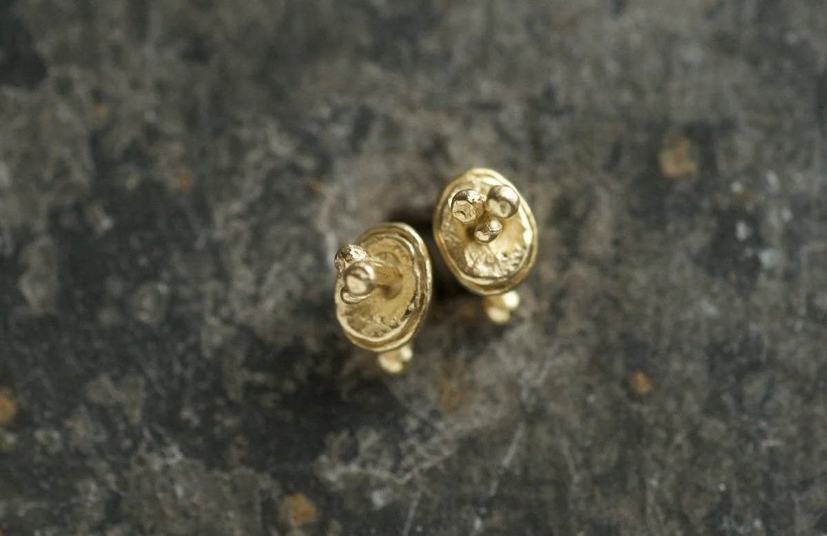 Gold mini lichen cluster studs