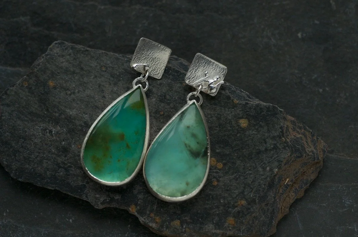 Statement Peruvian blue opal earrings
