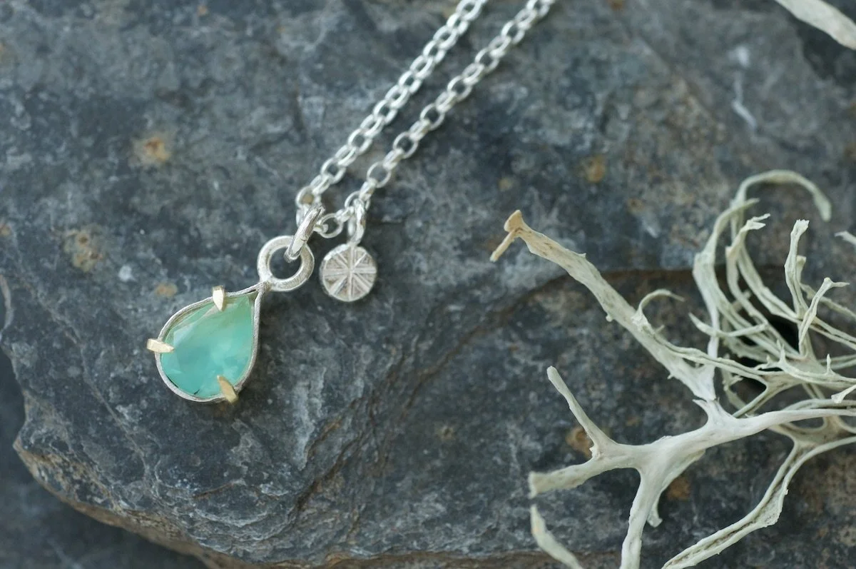 Stunning Peruvian blue opal tear drop pendant