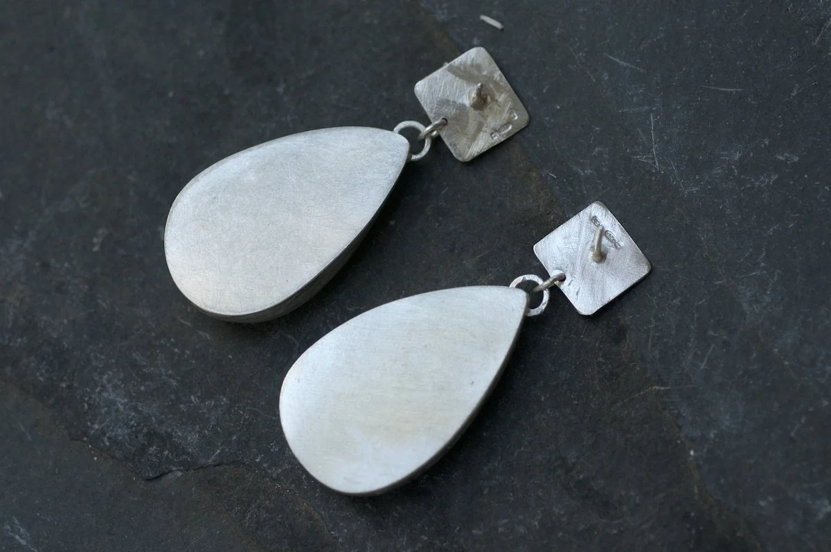 Statement Peruvian blue opal earring backs