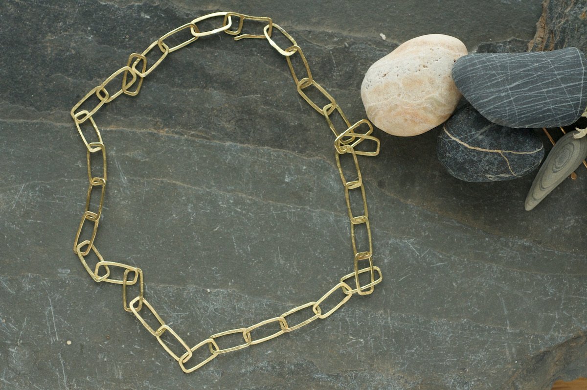 Contemporary gold monolith necklace