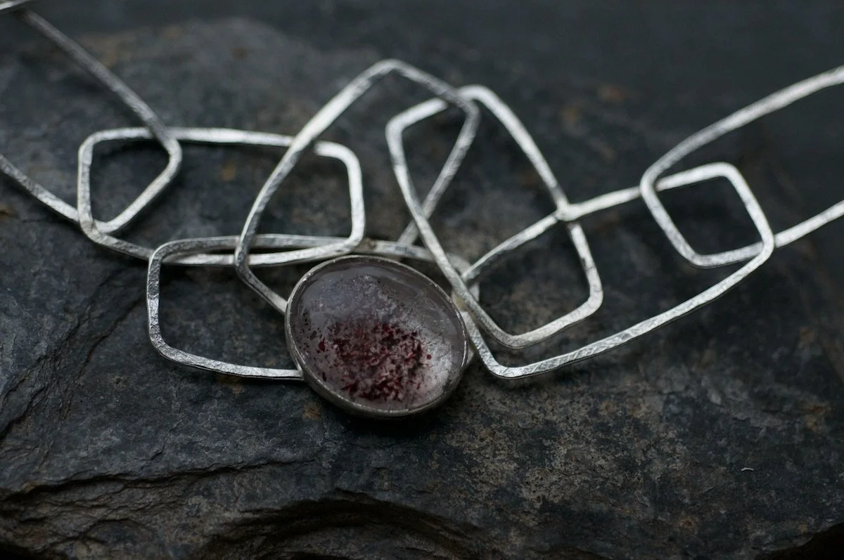 Monolith necklace with fire quartz