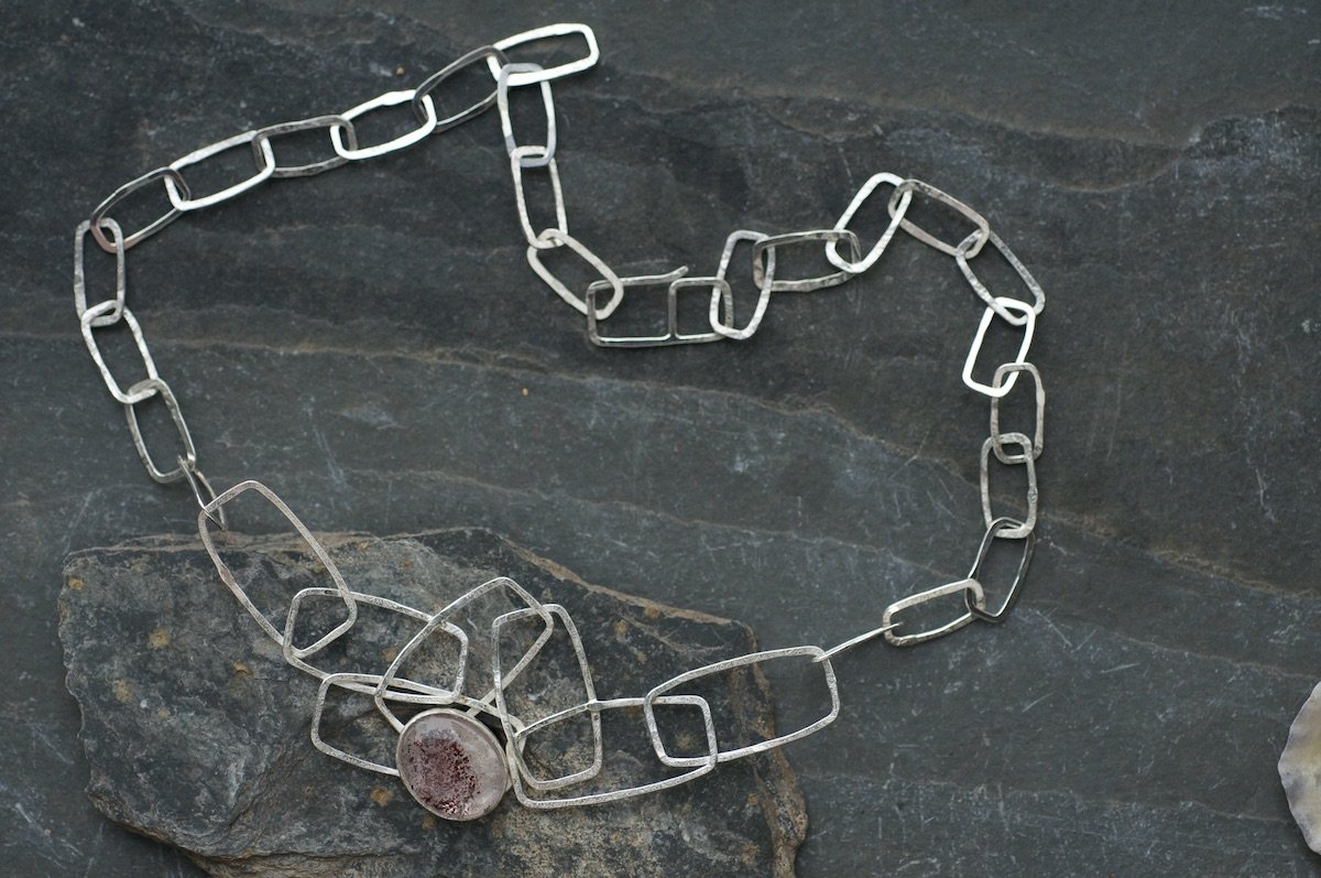Monolith necklace with fire quartz