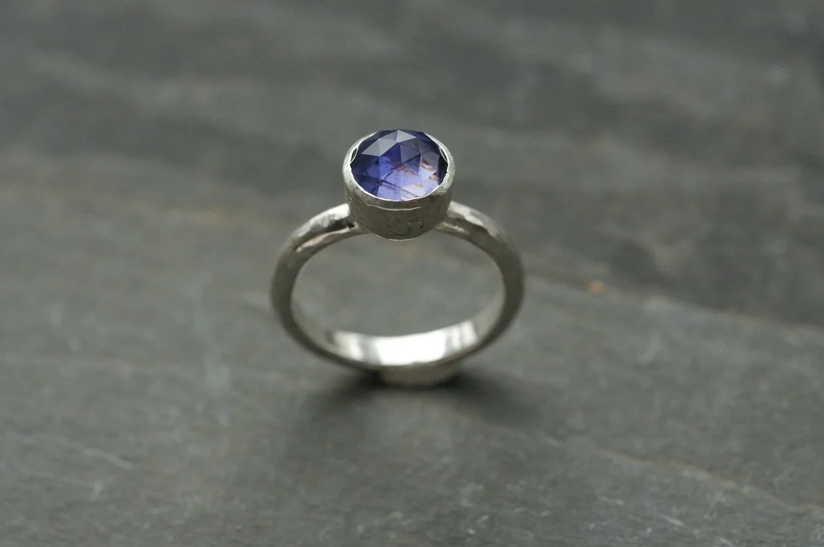 Iolite and silver ring