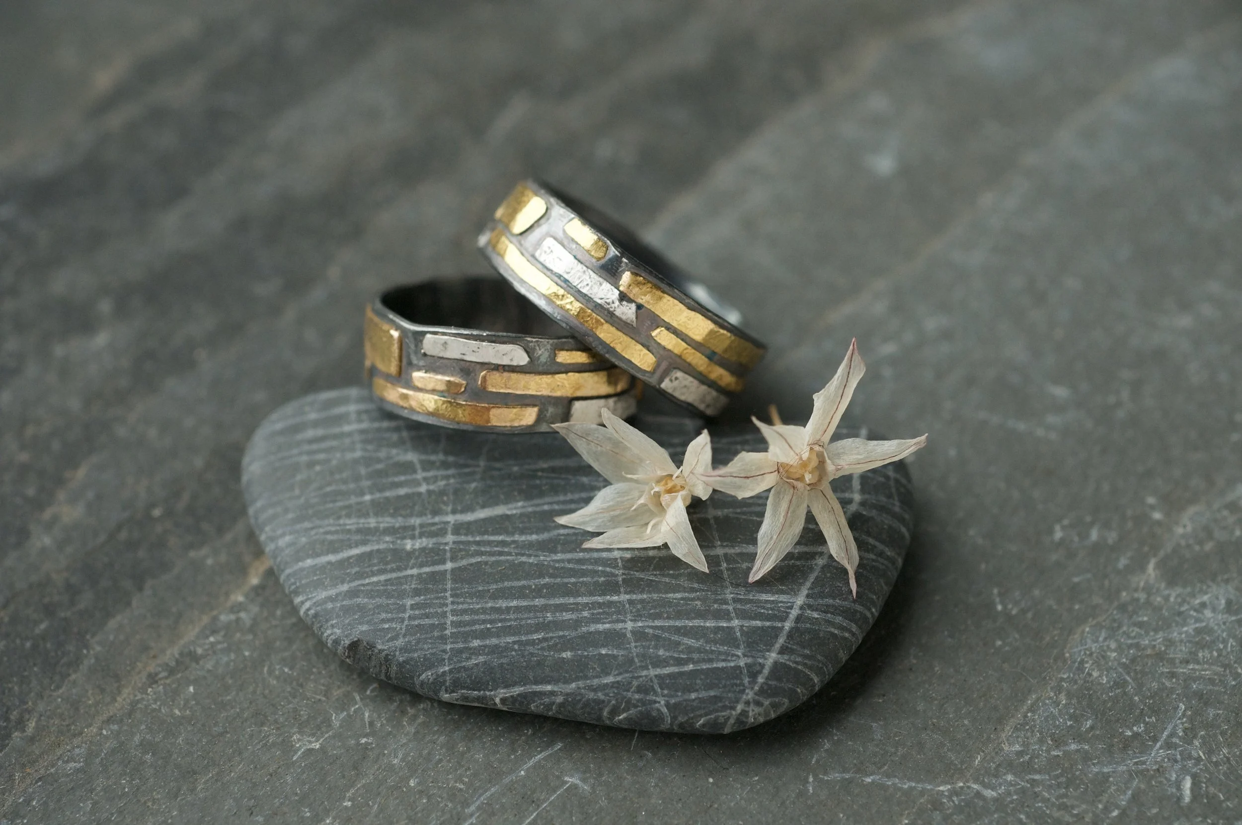 Wedding ring commission inspired by the Cornish coast