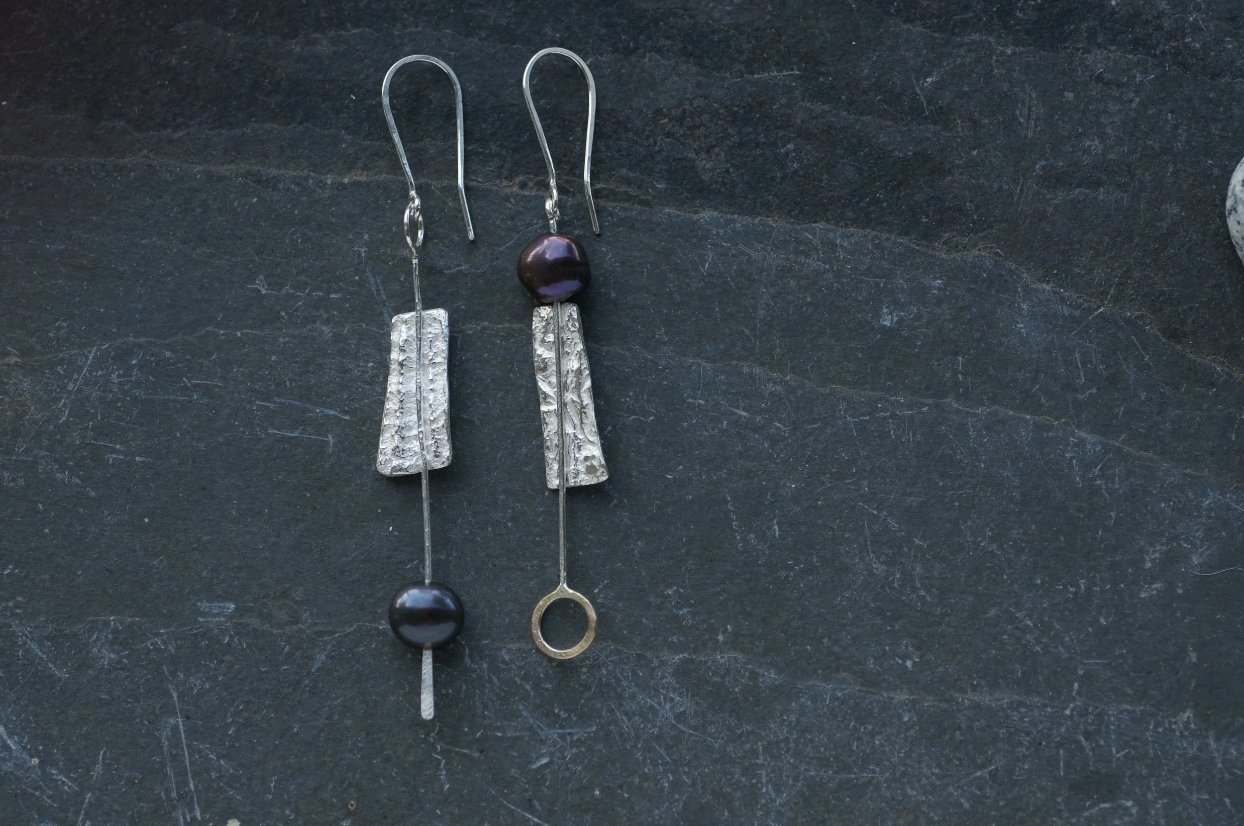 Tahitian pearl mismatched earrings