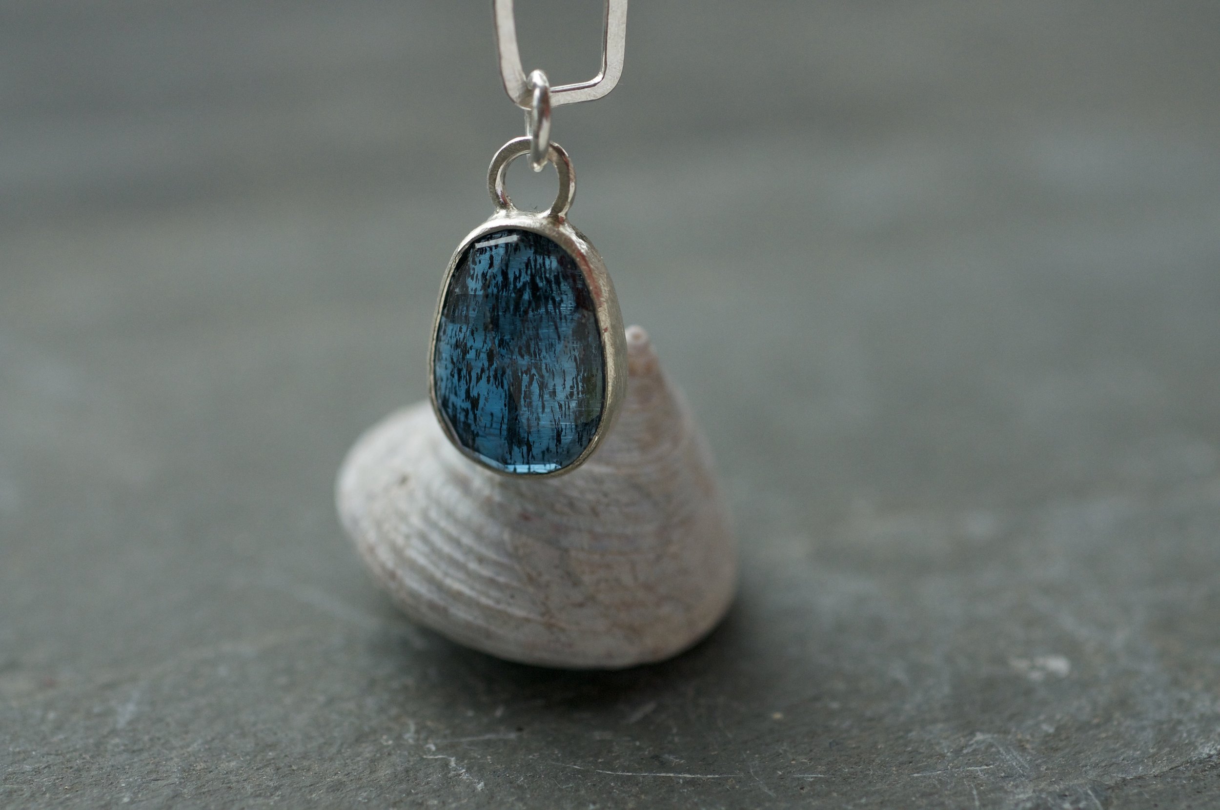Mini monolith collectors necklace kyanite pendant detail