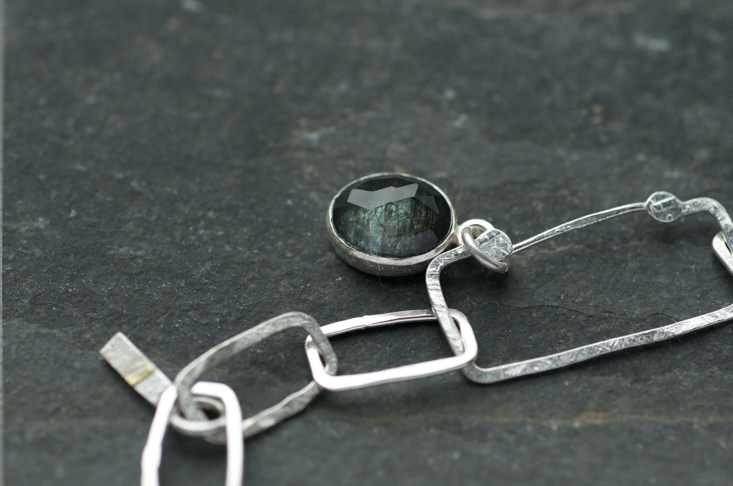 Mini monolith collectors necklace peridot ludwigite pendant