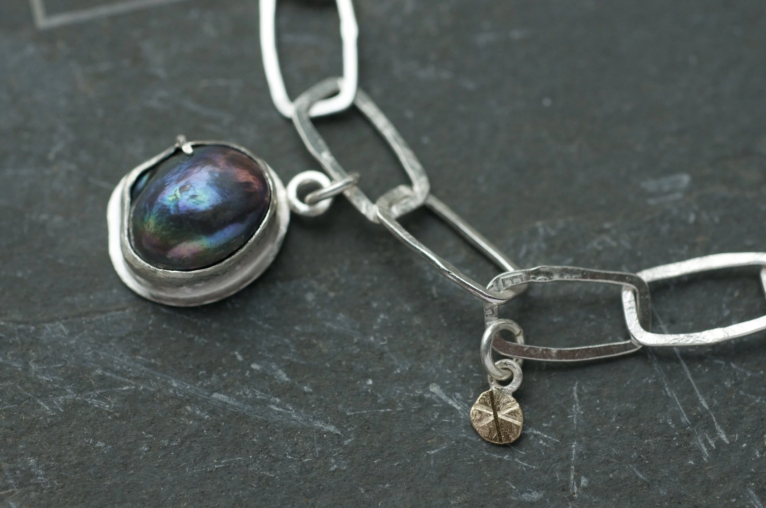 Mini monolith collectors necklace black pearl pendant