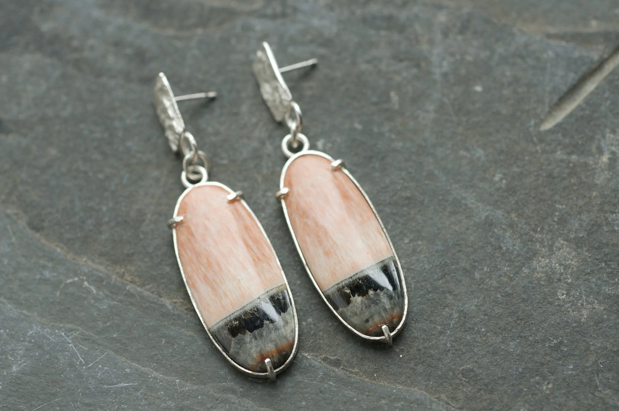 Maligano jasper drop earrings with reticulated silver studs 2.jpeg