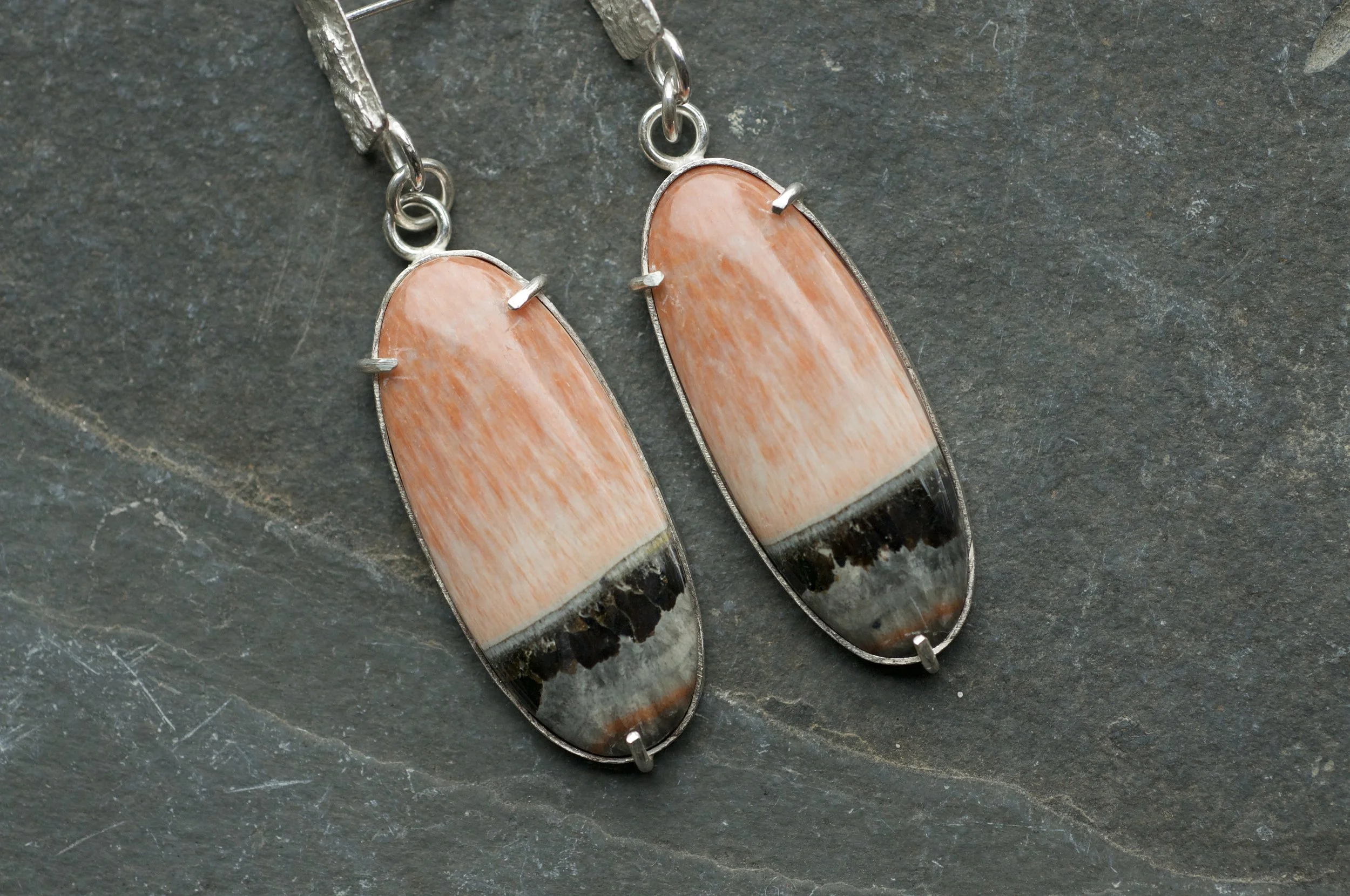 Maligano jasper drop earrings with reticulated silver studs in detail.jpeg
