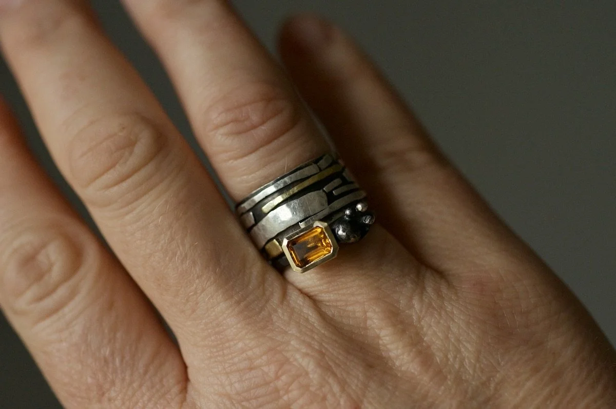 Emerald cut citrine and cluster ring 3.jpeg