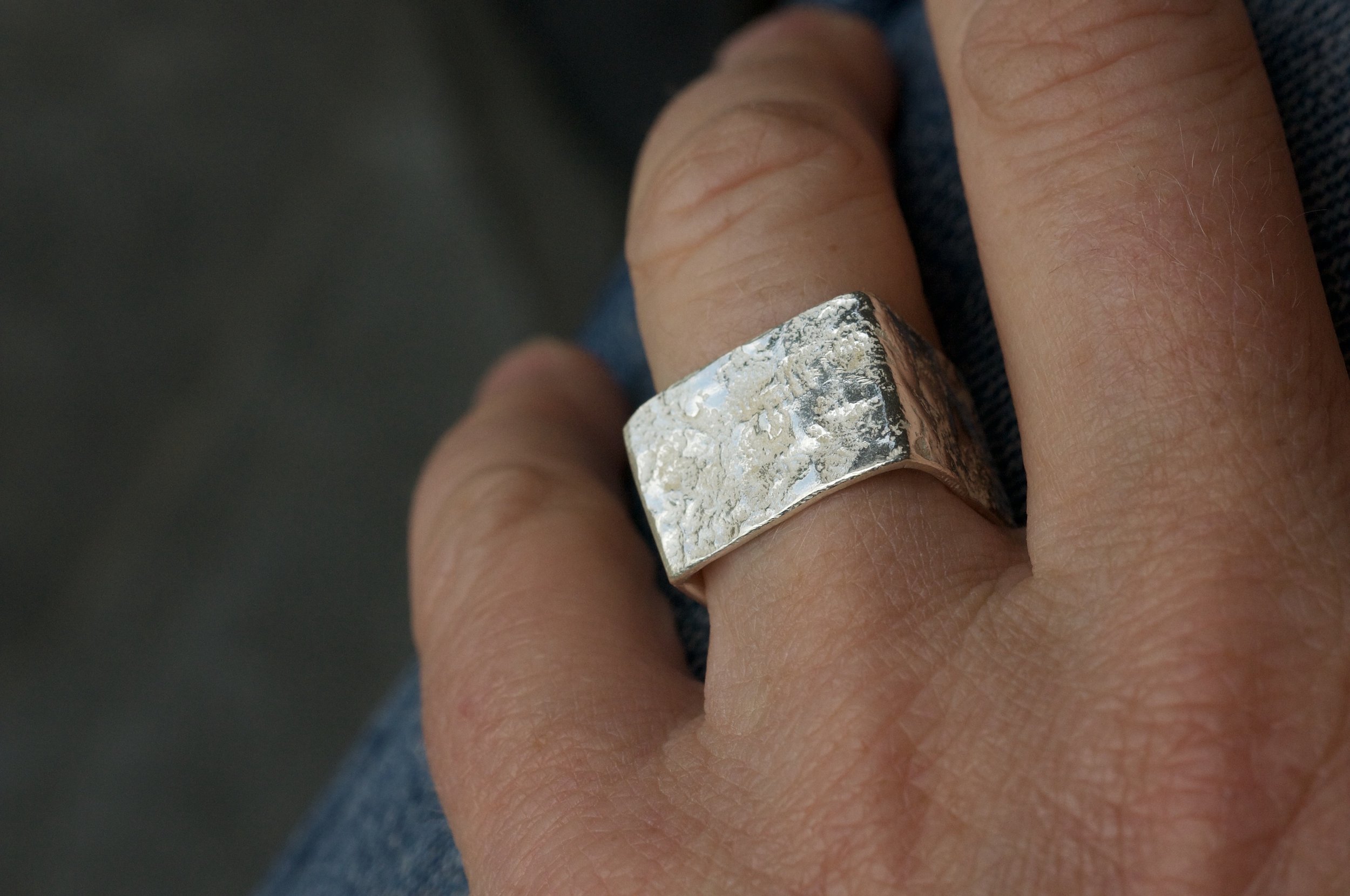 Granite hammered square ring from Merrivale in Dartmoor.jpeg