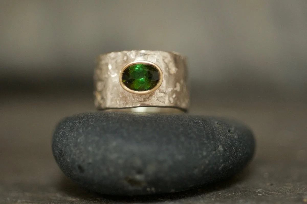 Bold Green Tourmaline and gold ring