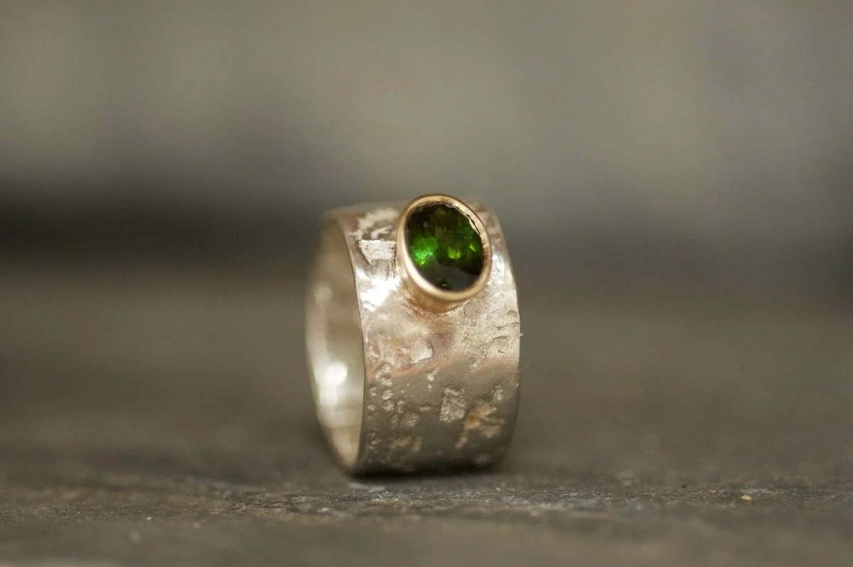 Bold Green Tourmaline and gold ring