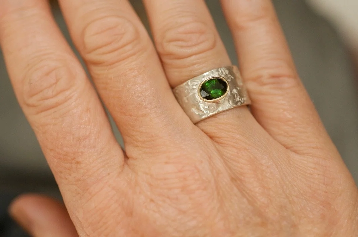 Bold Green Tourmaline and gold ring