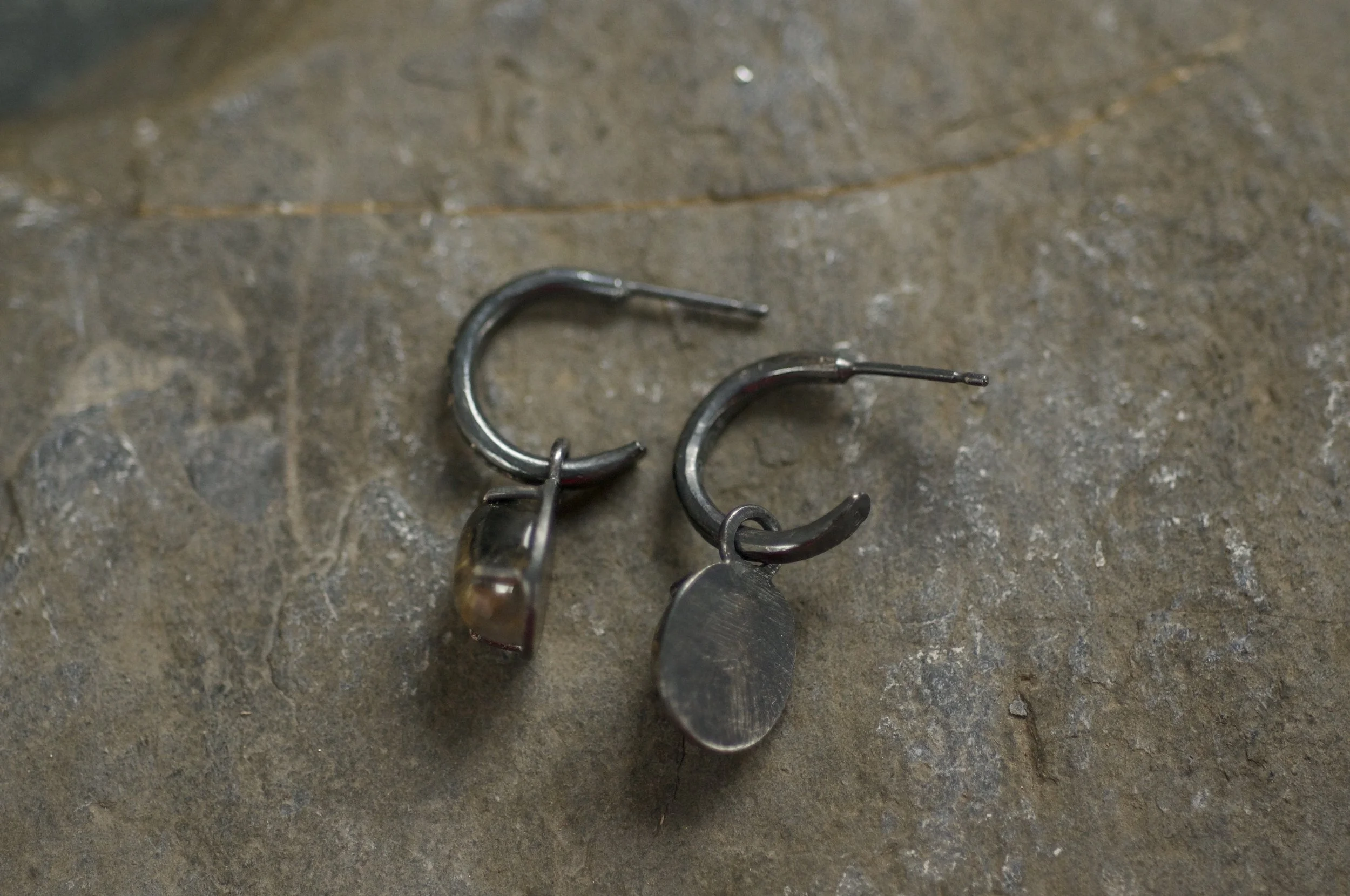 Small black hoops with detachable drops