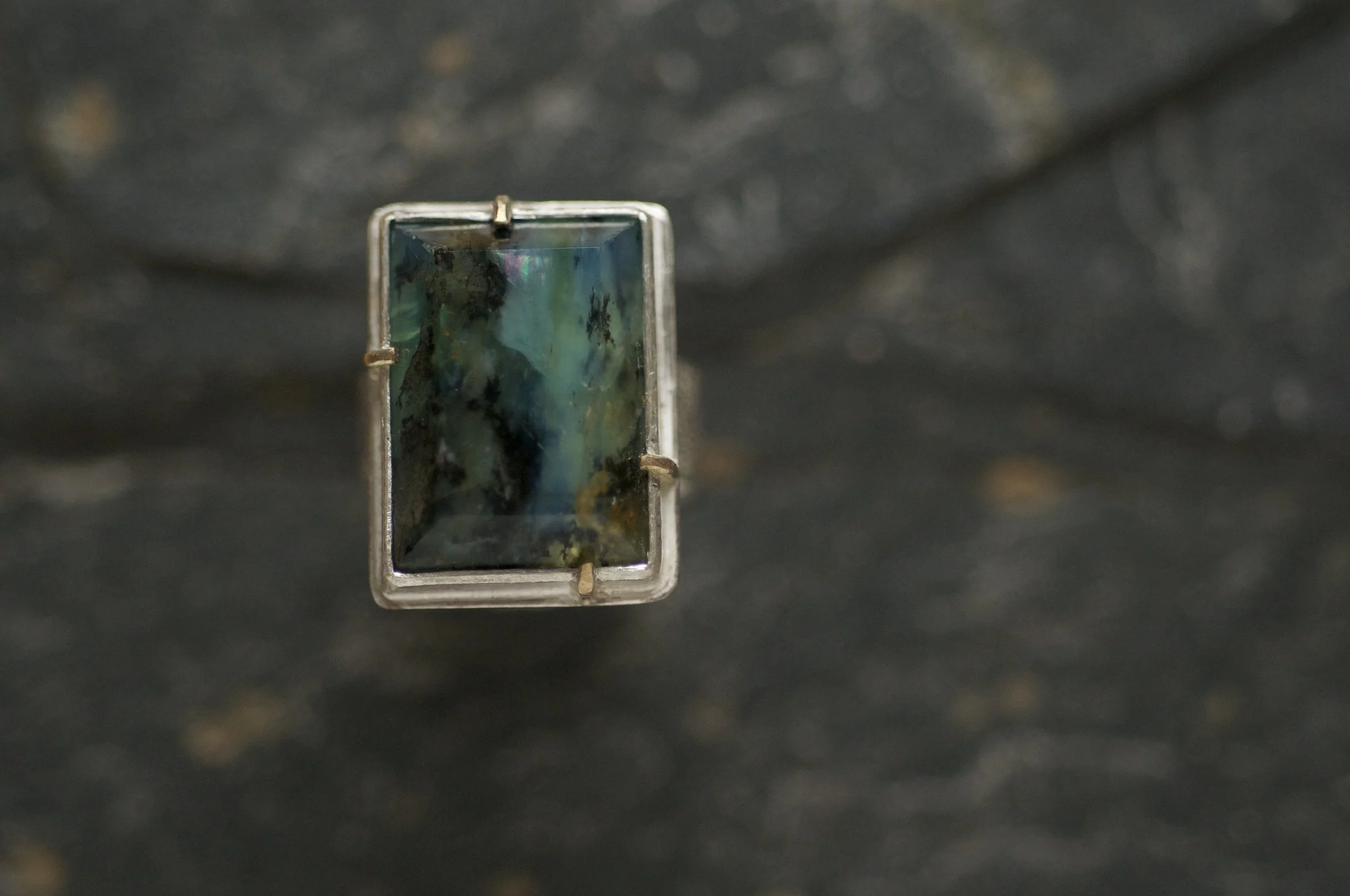 Peruvian Blue opal statement ring
