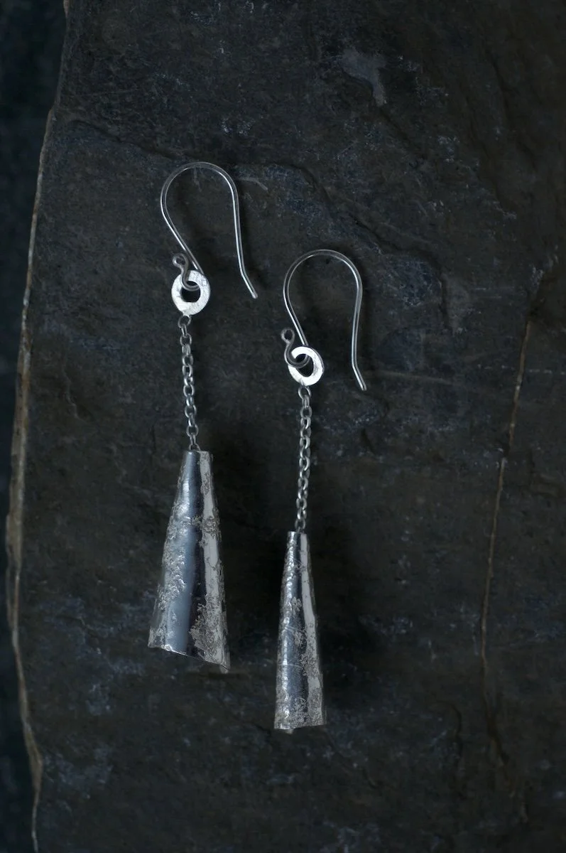 Granite cone drop earrings in silver portrait.jpeg