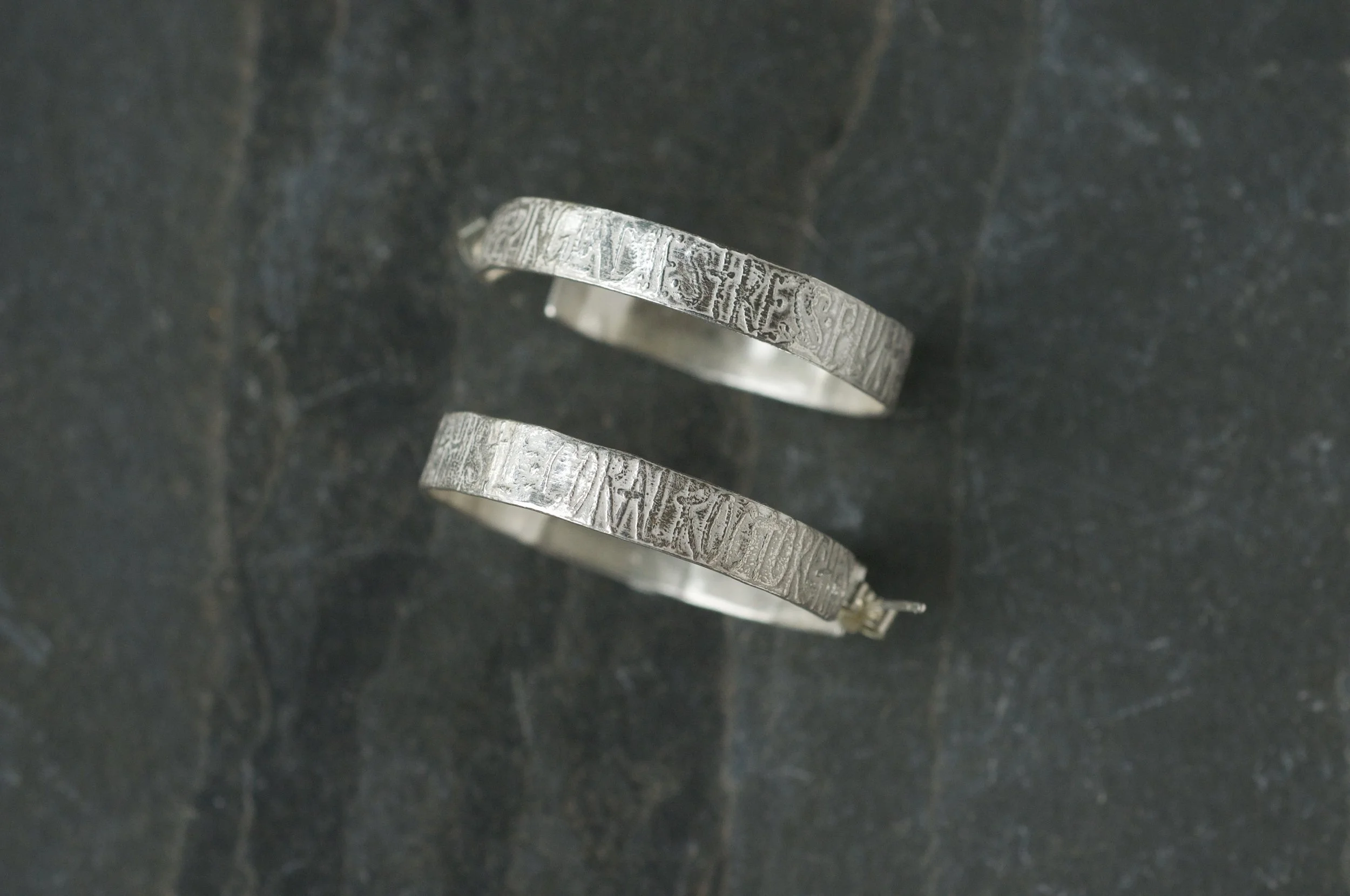 textured silver hoops