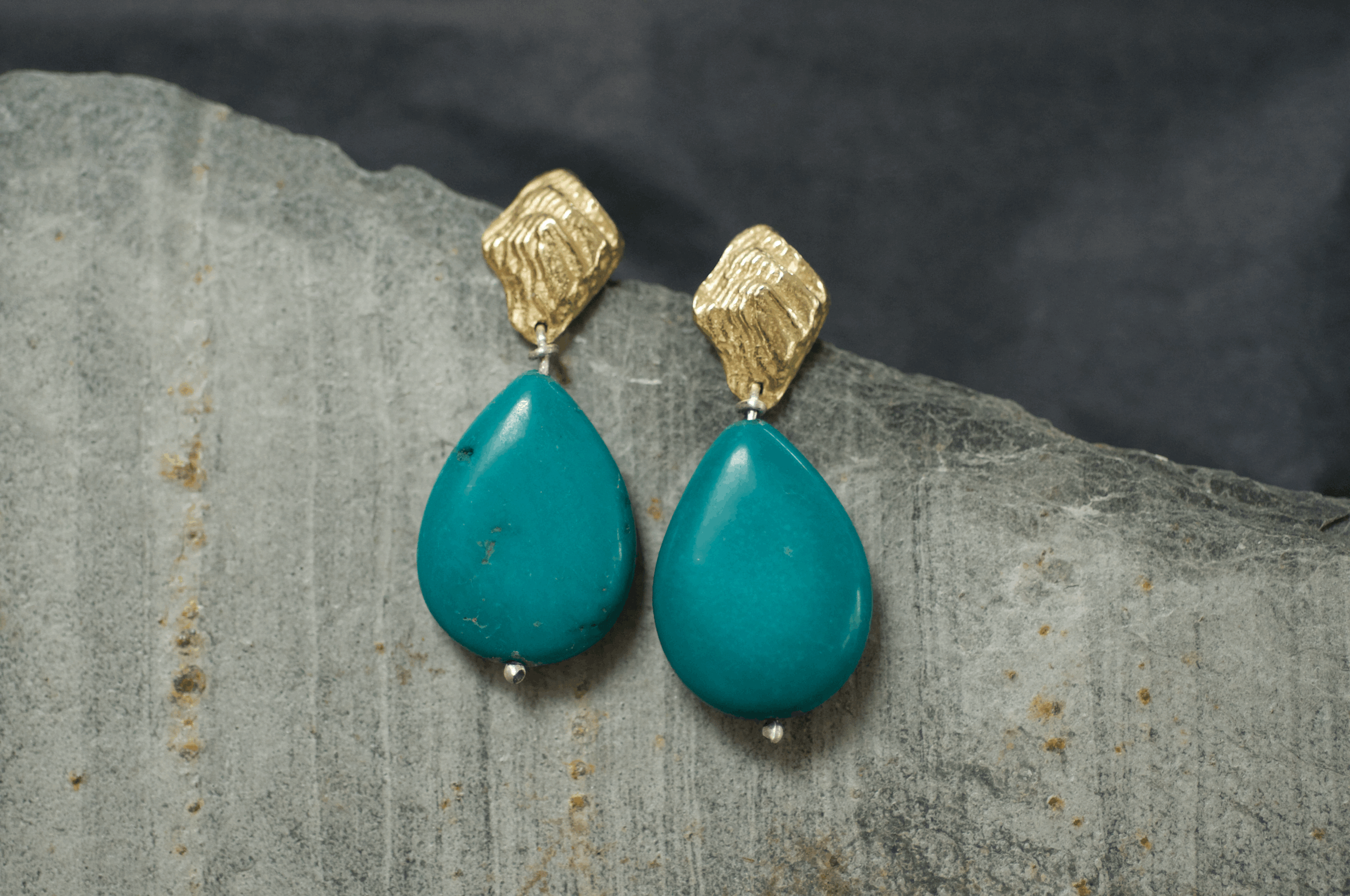 Gold and turquoise Topography earrings