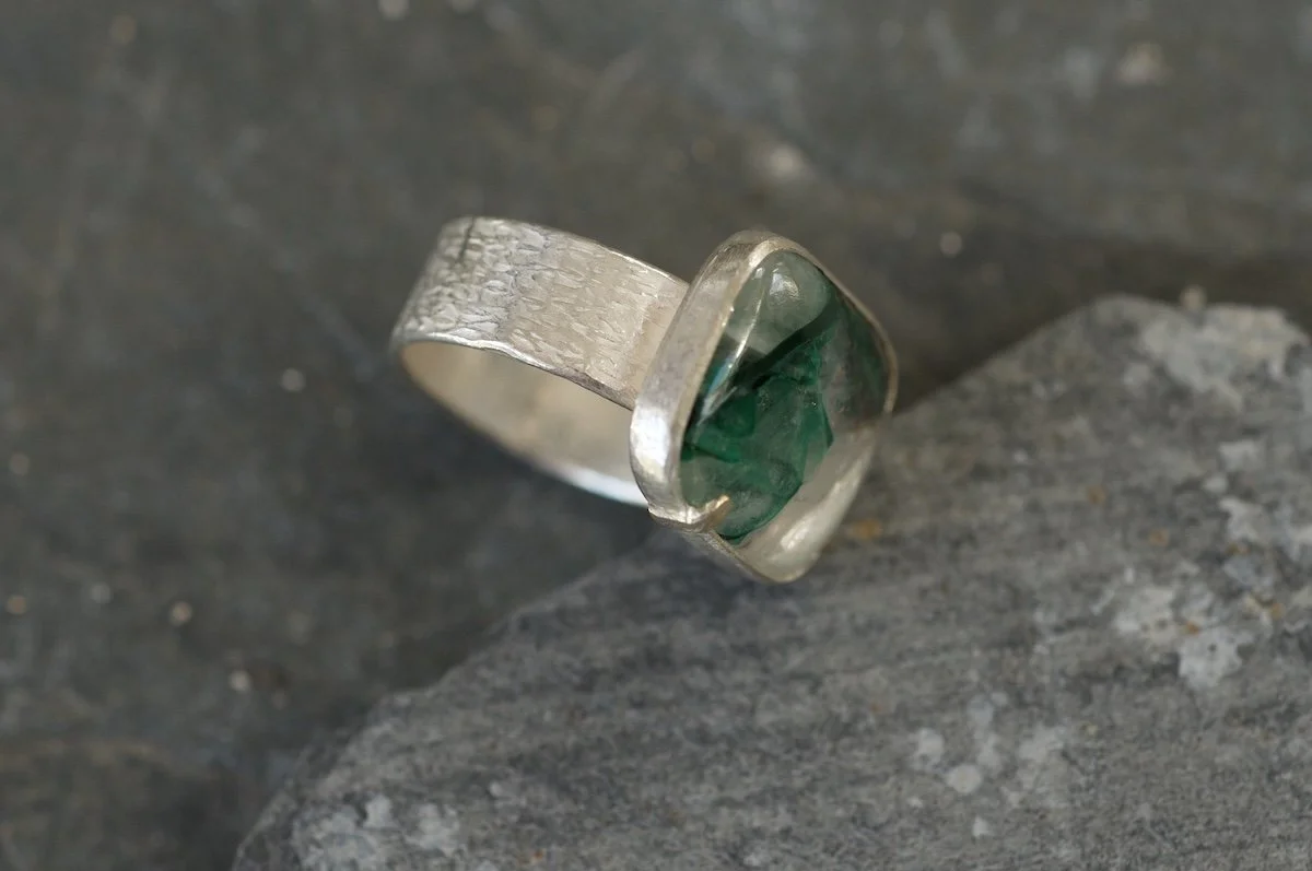 Gem silica cushion ring with gold claw 2.jpeg (Copy)