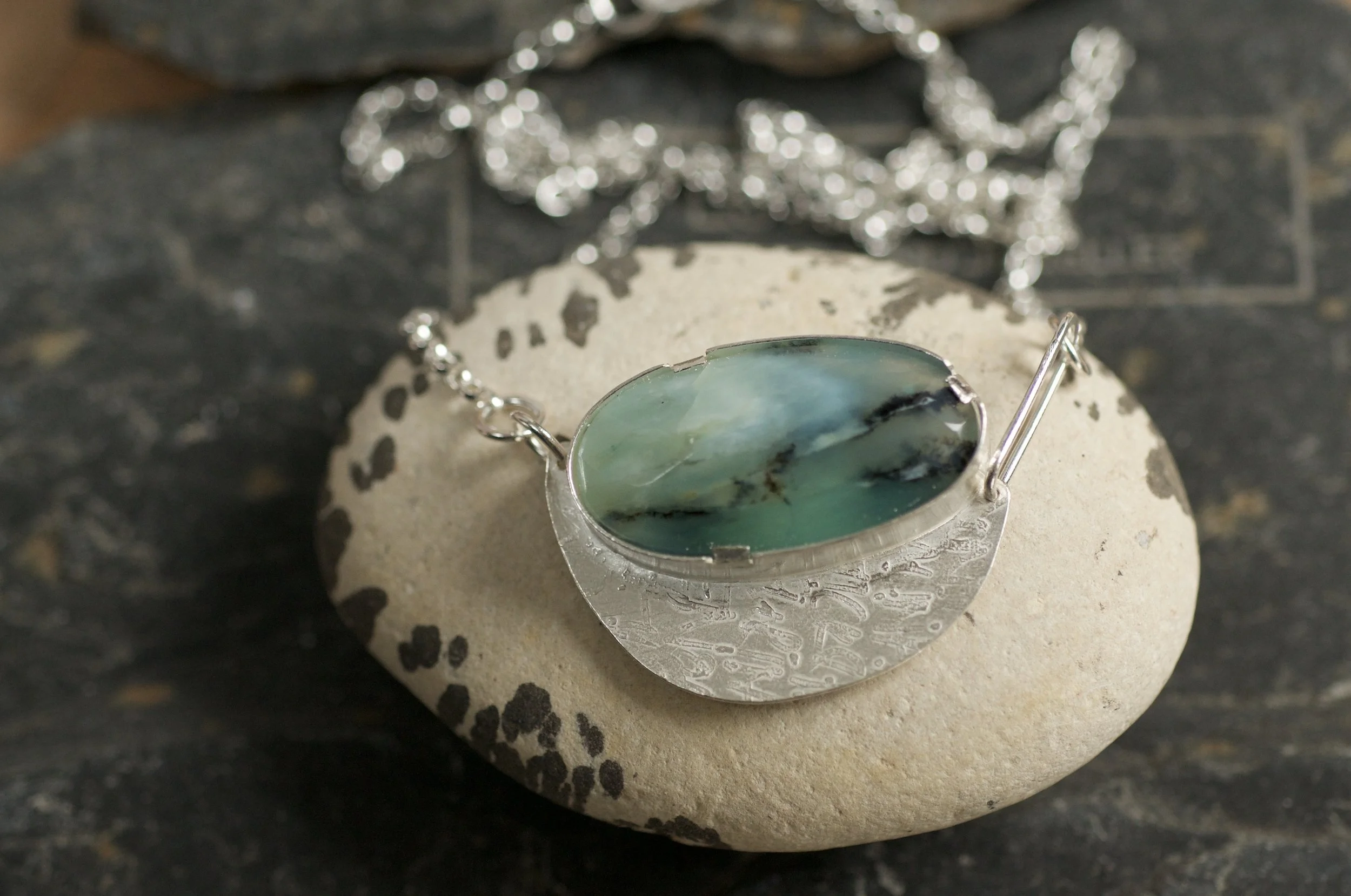 Peruvian Blue opal pendant