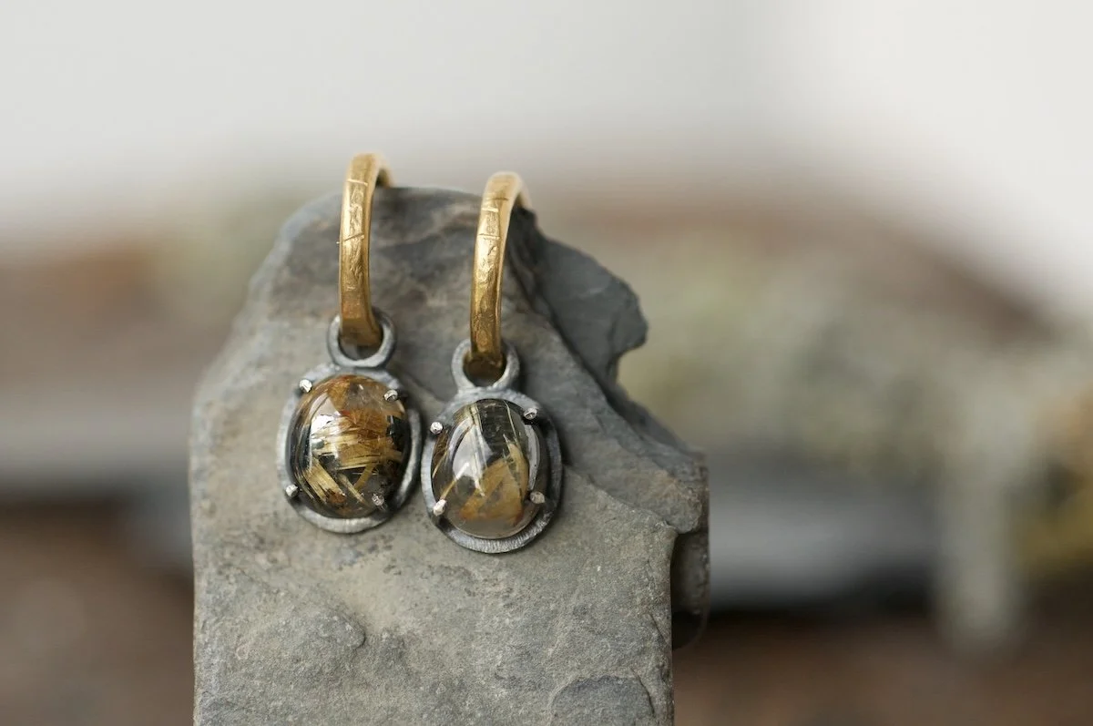 Gold hoop earrings with golden rutile quartz.jpeg