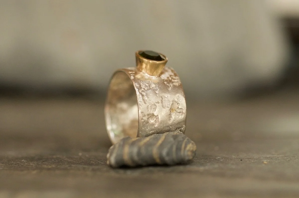 Bold Green Tourmaline and gold ring