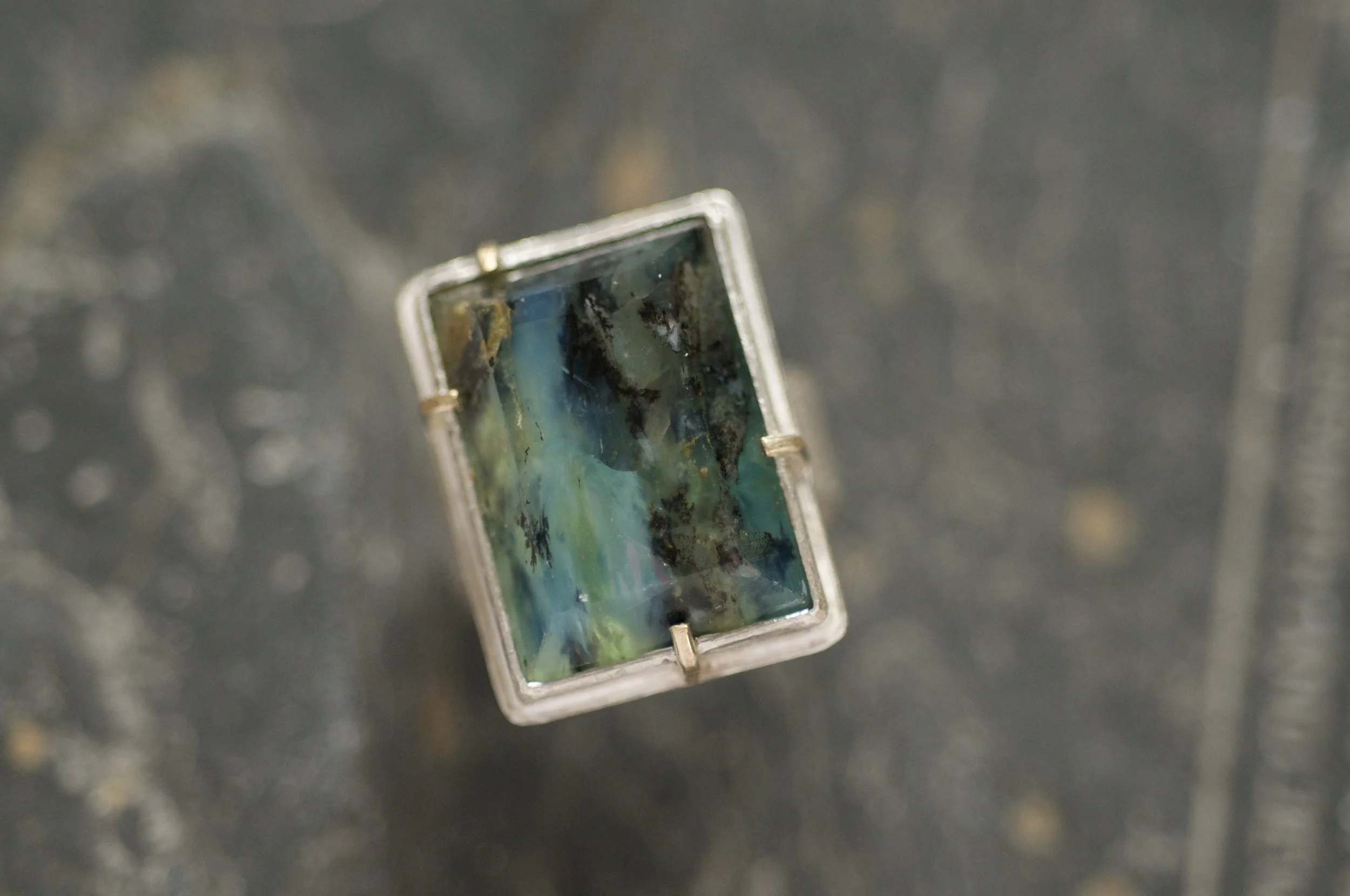 Peruvian Blue Opal statement ring