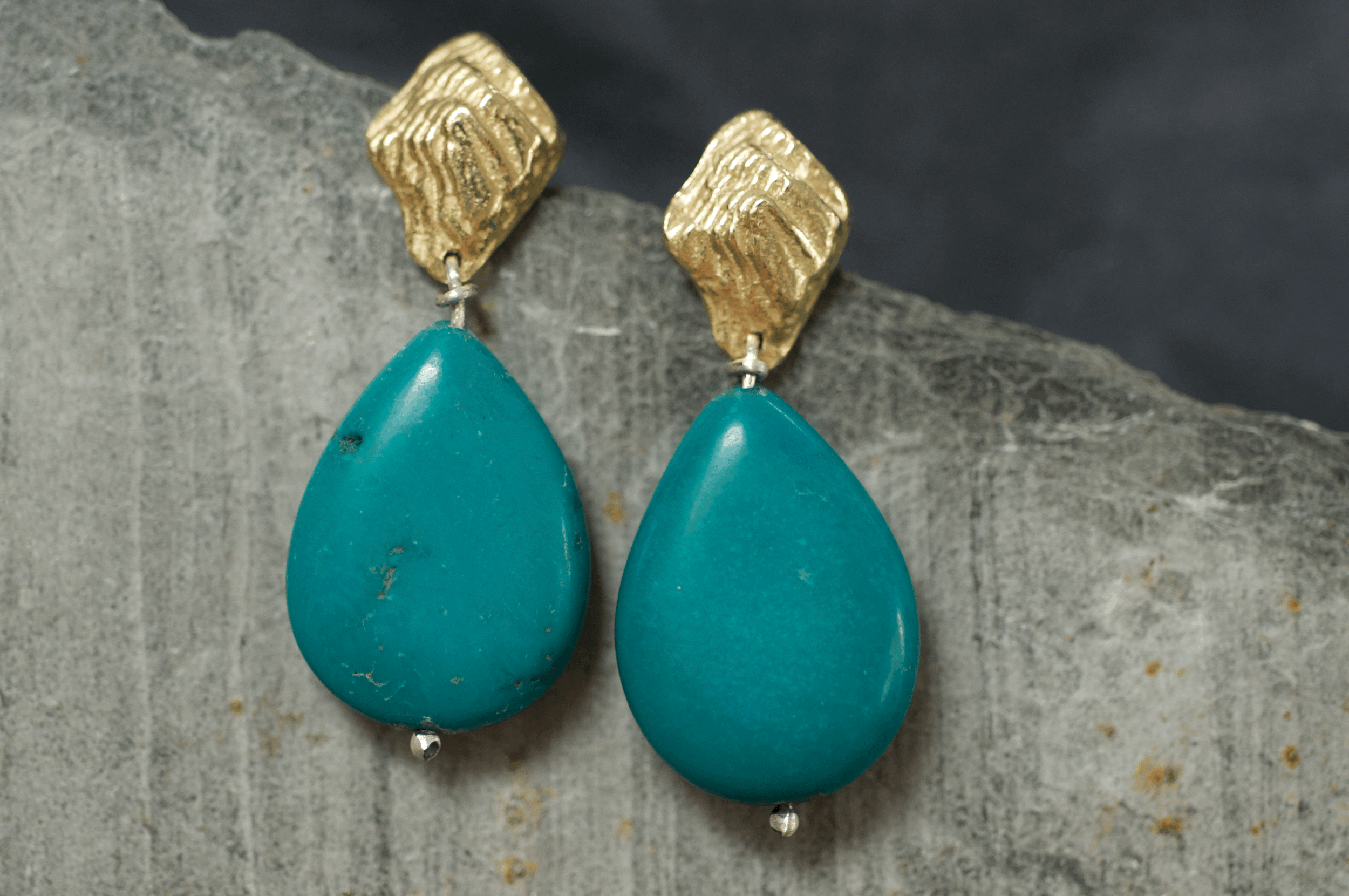 Gold and turquoise Topography earrings