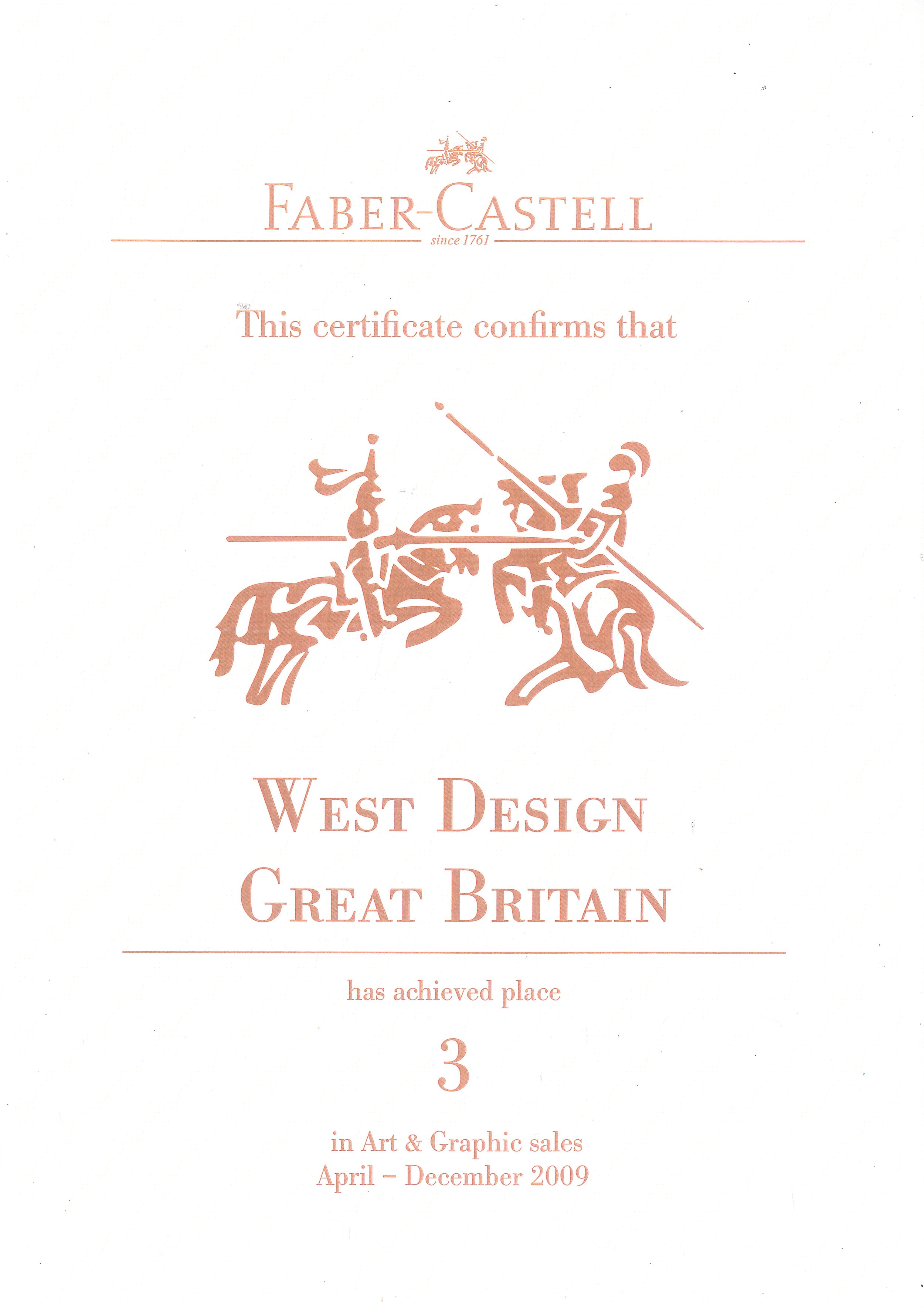 3rd in Art &amp; Graphic Sales - Faber-Castell Awards, 2009