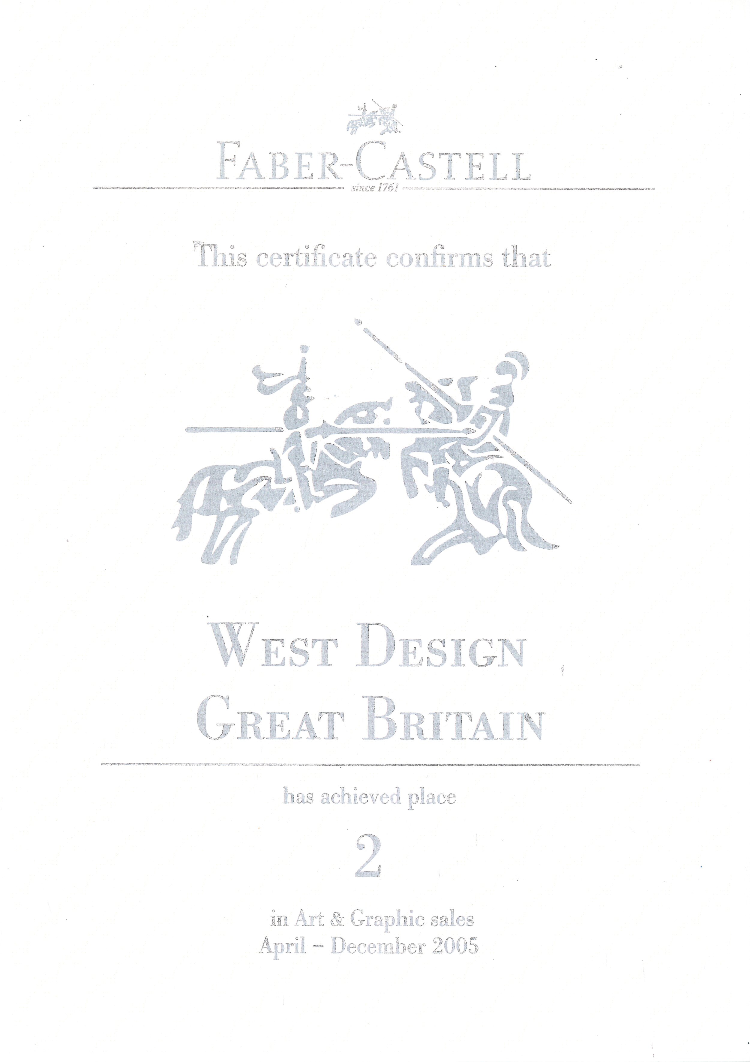 2nd in Art &amp; Graphic Sales - Faber-Castell Awards, 2005